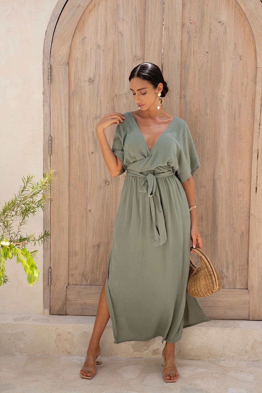 Fashor Olive Green A-Line Dress