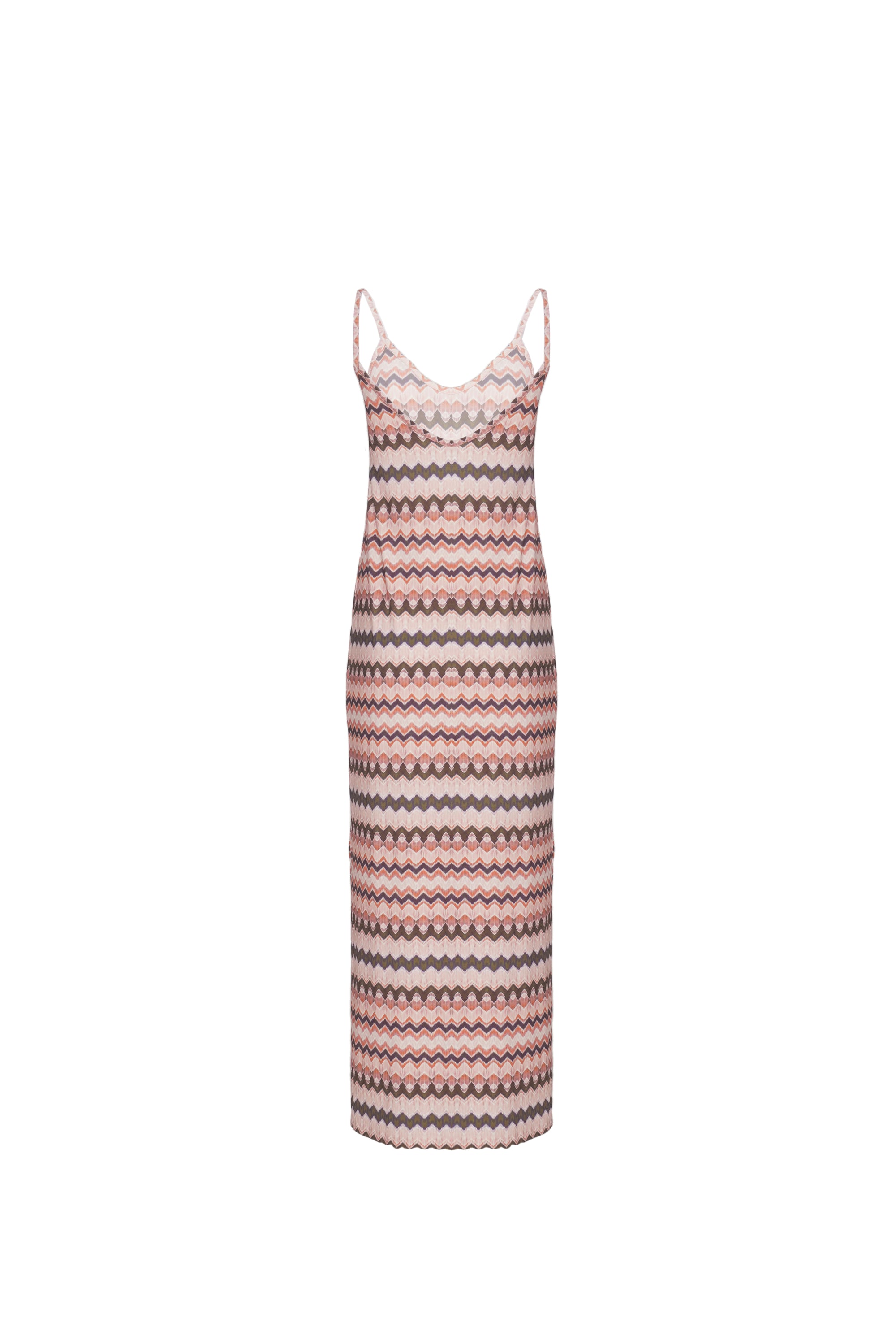 Back view of a birkin stripe maxi dress