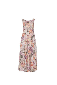 Front view of floral print Maxi dress on white background