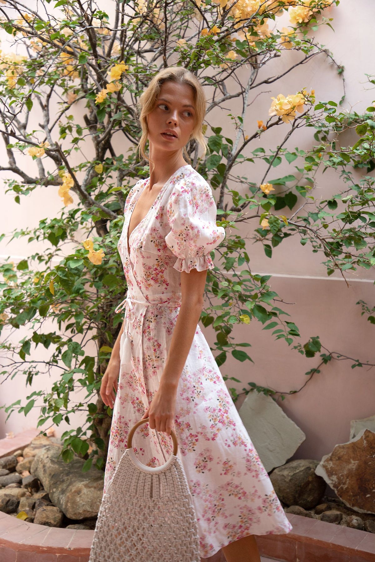 Alice Midi Wrap Dress | Meadow Blush